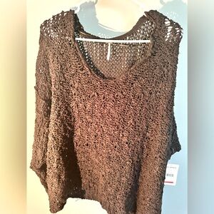 NWT Free People Knit Chunky Black Sweater, Small MSRP 128.00